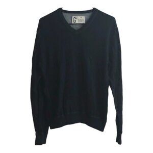 Men's Gap Pullover V-Neck Black Gray Sweater Size Medium GUC #4719